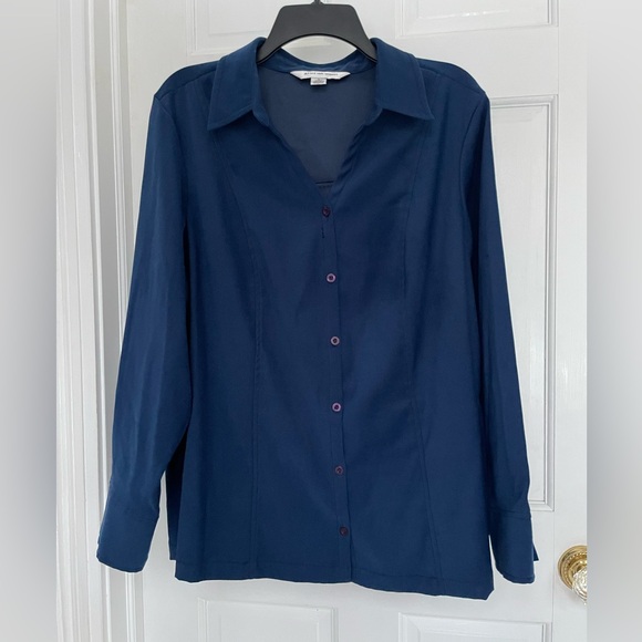 August Max Tops - Deep blue shirt, jacket by August Max woman size X